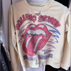 The Rolling Stones pastel yellow graphic crewneck sweatshirt SZ M